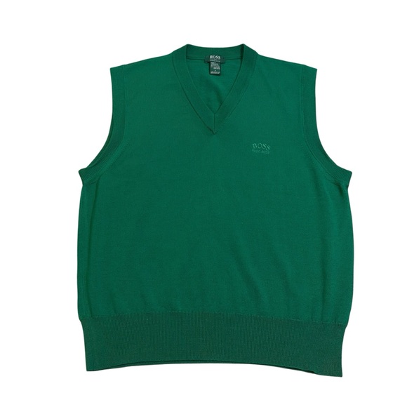 Hugo Boss Other - HUGO BOSS 100% Wool Green V Neck Sweater Vest Size M